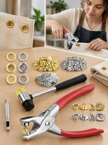 402-1pc Multi-Size Metal Eyelet Punch Pliers Set, Gold/Silver Eyelet Snap Button Manual Pressing Tool, DIY Manual Riveting Pressing Tool, Suitable For Leather Belts, Shoes, Bags, Envelopes, Handmade Repair Supplies, Multiple Quantities Available - Multicolor - View 13