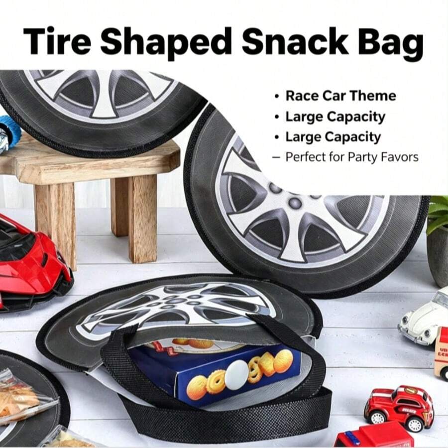 20/10/5/2 Packs Racing Steering Wheel Hub Design Non-Woven Tote Bags, Sturdy Reusable, For Birthday Parties, Candy Gift Packaging And Snack Bags, Motorcycle Theme Party Supplies, Lightweight Material - A - View 1