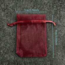 50/100pcs Red Festive Heartfelt Red Organza Drawstring Transparent Gift Bags, Suitable For Wedding Gifts, Party Favors, Jewelry, Candy And Decorations, Wedding Gift Bags_Gifts - View 3