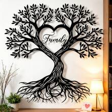 1pc Metal Silhouette Wall Decor - Tree Of Life Heart Shape, Home Wall Hanging Decoration, Bedroom Wall Art Sculpture - One Size Fits All - View 7