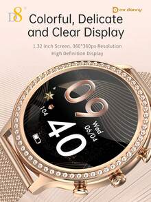 D8 Luxury Smart Watch With Rhinestone Bezel, 1.32-Inch HD Touch Screen, Wireless Bluetooth Call, Answer And Dial, IP68 Waterproof, 100+ Fitness Sports Modes, Heart Rate, Blood Oxygen, Sleep Monitoring, Calorie Counting, Compatible With Android And IOS - View 6