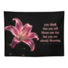 1pc Lily Flower Wall Tapestry, Tropical Floral & Leaf Aesthetic Landscape Wall Hanging, Bedroom & Living Room Decor - Multicolor - View 3