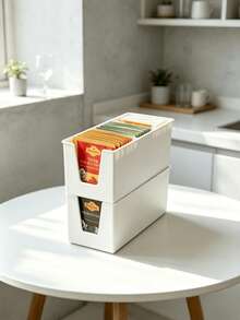 Tea Bag Storage Box Desktop Divided Organizer Rack, Home Kitchen Coffee Pod & Seasoning Packet Organizer Box, Cabinet Drawer Tea Bag Plastic Storage Box - Multicolor - View 4