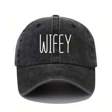 2件裝中性戶外休閒時尚 WIFEY+HOBBY 水洗印花可調節棒球帽，百搭卡車帽，適合女性、男性、假期，送給家人與朋友的完美禮物 - 彩色 - 查看 12