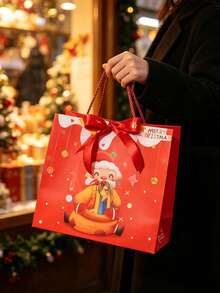 1/3/5pcs Christmas Gift Bags, Divided Reusable Large Gift Bags, Suitable For Supermarket Holiday Parties, Party Favor Bags, Holiday Shopping Bags - Multiple Styles - View 4