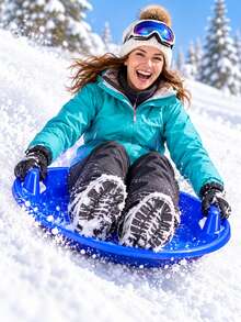 1pc Foldable Thickened Ski Sled, Snow Sled, Snow Tube, Snowboard - Multicolor - View 6