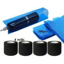 Tattoo Pen Sleeve Set, Includes 100 Pen Sleeves And 4 Elastic Bandage Handles, Suitable For Tattoo Accessories And Machine Sleeves - Multicolor - View 7