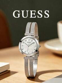 GUESS Tri Luxe Series Rose Gold Women's Watch, Rhinestone Bezel, Triangle Rhinestone Decor Steel Band, Radial Texture Dial, Minimalist Luxury Quartz Wristwatch For Women, Holiday Gift - Watch - View 16