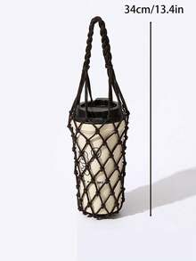Portable Water Bottle Carrying Rope Woven Bottle Sleeve, Unisex Handheld Mesh Bag Cup Holder, Home Coffee Bar Storage Container Organizer, Home Room Decor, Kitchen Apartment Office Cruise Travel Essential Accessory - Multicolor - View 12