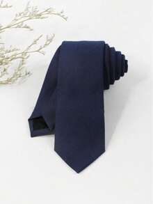 1PC Men's Fashion Solid Color Suit Fabric Dark Blue Tie Suitable For Business Daily Matching - Navy Blue - View 1