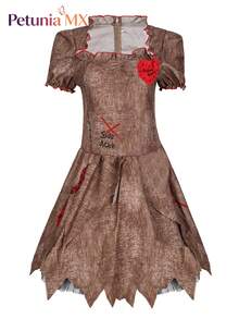 Halloween vicious doll costume, ghost festival ghost bride clown costume cos costume, dry ghoul doll - Negro - Ver 2
