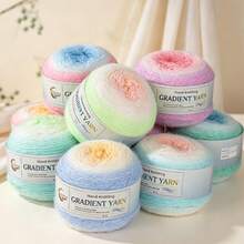 200g Extra Large Ball, Colorful Candy Tones, Natural Gradient Color, Knitted Blanket, Shawl, Crochet Cushion, Beginner Friendly, Multiple Color Options - Two-tone Light Mist - View 4