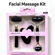3pcs Plastic Imitation Jade Spiky Roller Gua Sha Board Set, Imitation Rose Quartz Heart-Shaped Facial Massager For Beauty And Skin Firming - Purple - View 8