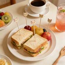 Cute Cat-Themed Decorative Bamboo Picks (100 Pcs/Pack) – Disposable Picks For Fruit, Desserts, And Sandwiches - Multiple Styles - View 5