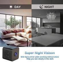 1 buah Kamera WiFi Mini 1080P HD Kamera Keamanan Rumah, Penglihatan Malam Inframerah Sudut Lebar 150°, Peringatan Deteksi Gerakan, Tampilan Jarak Jauh Melalui Aplikasi Ponsel, Dilengkapi Kartu SD 32GB untuk Perekaman Berulang Kamera Pengawasan untuk Dalam Ruangan, Kantor, dan Monitor Hewan Peliharaan, Baterai 450mAh - Hitam - View 3
