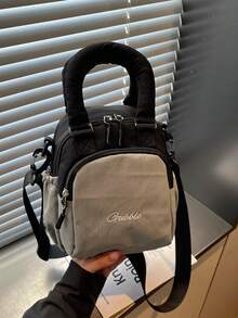 Casual Handbag Two Tone Embroidery Crossbody Sling Bag Multi Compartment Mini Purse For Daily Travel Outdoor - Multicolor - View 10