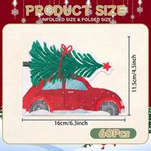 20/40/60pcs Vintage Red Car Christmas Tree Disposable Paper Napkins, Merry Christmas Winter Holiday Dinner Cocktail Napkins, Christmas Party Tableware Decor, Suitable For Home Winter Holiday Celebrations - Christmas Tree - View 8