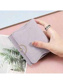 2026 Short Wallet New Niche Design Student Korean Style Fresh Card Holder Folding Coin Purse Women Mini - Mauve Purple - View 2