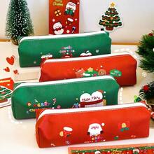 4pcs Cartoon Christmas Pencil Case, PU Large Capacity Stationery Storage Bag, Cute Christmas Snowman, Highly Attractive Pencil Case - Multicolor - View 2