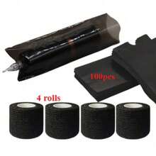 Tattoo Pen Sleeve Set, Includes 100 Pen Sleeves And 4 Elastic Bandage Handles, Suitable For Tattoo Accessories And Machine Sleeves - Multicolor - View 9