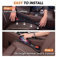 2pcs/1set Car Seat Gap Filler Storage Box, Black Universal Seat Gap Plug Blocker, Multi-Functional Seat Side Gap Filler With Storage Slot, Anti-Drop Center Console Storage Slot, Phone & Key Storage, Suitable For Car, Truck, SUV Car Accessories - Multicolor - View 10