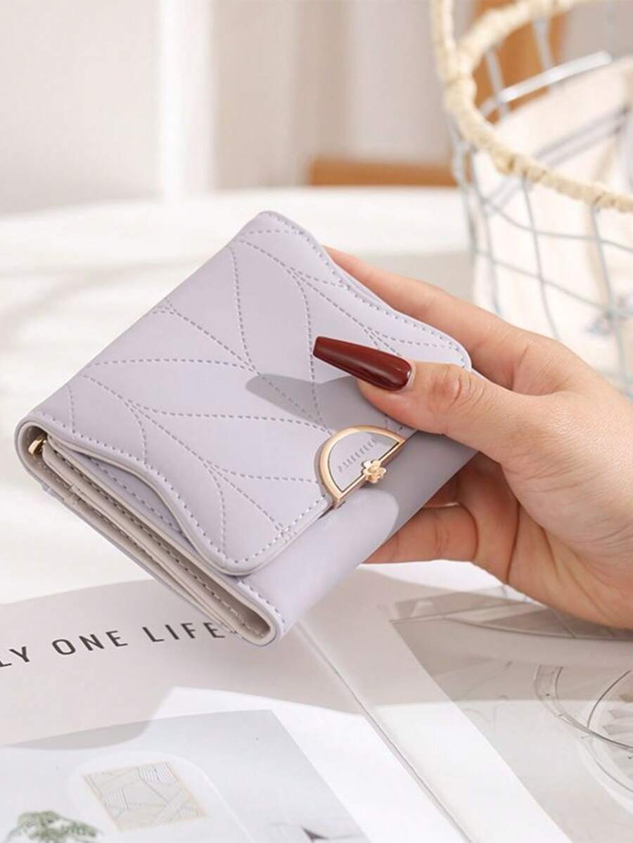 2026 Short Wallet New Niche Design Student Korean Style Fresh Card Holder Folding Coin Purse Women Mini - Mauve Purple - View 1