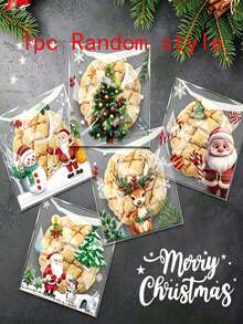 Kantong Transparan Perekat Diri 5-in-1 Baru untuk Camilan, Permen, dan Hadiah Natal, untuk Pesta Liburan, Cokelat, dan Kue. - Model terbaru - View 6