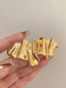 1PC Silver Gold Irregular Metal Brooch Glossy Lapel Pin For Coat Sweater Layering Quiet Luxury Office Party Christmas Gift - Multicolor - View 5