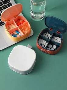 1pc/3pcs Square Rounded Pill Box, Portable Small Pill Box. Home Travel Medicine Storage Box, Silicone Mini Sealed Box For Medicine And Small Items, - one-size - View 2