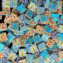 100/200 جرام بلاط زجاجي فسيفسائي زخرفي لعيد الميلاد، كتل زجاجية بنمط زهري مرشوشة باللون الأزرق الجليدي، 2.3*2.3 سم أنماط مختلطة عشوائية متنوعة، مادة فسيفساء زجاجية مناسبة للحرف اليدوية، هدايا عيد الميلاد اليدوية، ديكور الجدران والأسطح، مواد صنع مفارش الطاولة والأكواب - HC2.3 - مشاهدة 7