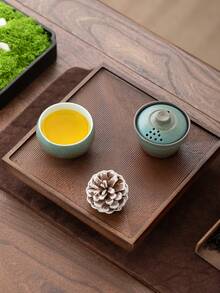 WEN ZHE Mini Portable Embossed Ceramic Kung Fu Tea Cup 80ml Single Person Travel Tea Set With Storage Bag - Pink - View 8