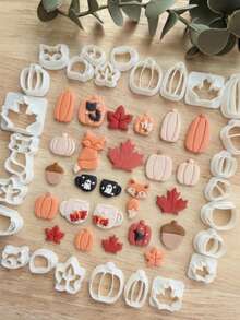 Autumn Themed Polymer Clay Cutters, 18Pcs Fall Shape Mold, Pumpkin Maple Leaf Fox Acorn Cup Cutter For Handmade Earring Jewelry DIY Craft - White - View 2