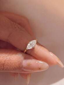 1pc Classic Minimalist Zirconia Ring, Exquisite Craftsmanship, Designed For Women, Perfect Party Accessory And Anniversary Gift For Girlfriend - Simple Horse Eye - View 3