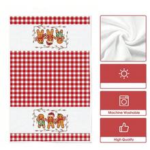 2/4pcs Christmas Bathroom Towel, Red Buffalo Check Gingerbread Man Pattern, Soft, Easy To Clean, And Reusable, Great Bathroom Decoration And Gifts, Necessities Of Life - Red - View 6