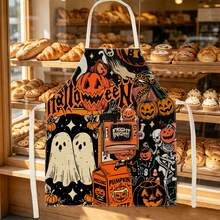 1 buah Celemek Halloween Vintage Motif Hantu & - Desain Tanpa Lengan, Tahan Lama dan Nyaman, Dicetak dengan Pola Kolase Hantu, Kerangka, dan , Cocok untuk Memasak, Memanggang, dan Membersihkan Rumah, Celemek Pekerjaan Rumah Tangga, Celemek Berkebun, Hadiah Liburan Halloween yang Menyenangkan - MultiWarna - View 4