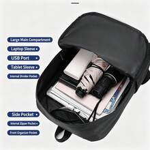 1pc 4.*3.*12cm Backpack, White Minimalist Cat Print, Girls Campus Backpack, Boys Backpack, Suitable For Campus, Short Trips, Shopping, Travel, Students Daily Commute, Large Capacity Compartment Can Store Laptop And Various Learning Supplies. Fashionable Campus Backpack Suitable For All Seasons. - Backpack - View 3