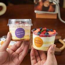Bộ 20/40/100 cốc pudding tròn tái sử dụng, gồm cốc, cốc có nắp kèm thìa, cốc tiệc, ly sáng tạo, hộp đựng bánh mousse trong suốt, cốc sữa chua, đồ dùng tiệc, cốc tròn, hộp đựng pudding kèm thìa - Nhiều màu - Xem 7