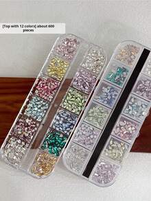 1 Box K9 Flat Back Irregular Rhinestones, Super Shiny Mixed Rhinestone Decor, Diamond Nail Art Stickers, Decorative Accessories, Set Of Combination Ornaments, Multi-Color Options, DIY Nail Decoration - Multicolor - View 2