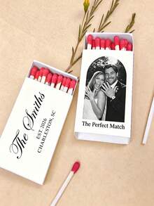 Custom Wedding Photo Matchbooks Personalized Matchbox Wedding Favors The Perfect Match Engagement Bridal Shower Gift - Multicolor - View 3