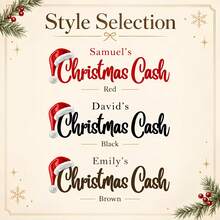 1pc Personalized Christmas Cash Envelope, Custom Name Kraft Paper Money Holder With Santa Hat Design, 22.0 X 11.0 Cm Holiday Cash Gift Envelope For Family, Friends, Stocking Stuffers And Christmas Gifting ﻿ - Multicolor - View 5