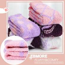4/8/12pcs Women's Plush Socks, Thick Comfortable Warm Fluffy Winter, Coral Fleece Thickened, Suitable For Daily Wear, Sports, Home Leisure, 1 Pair Pack - Multicolor B - View 4