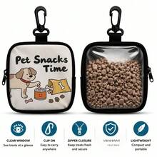 1pc Dog Training Treat Bag With Zipper Closure - Portable Polyester Pet Snack Pouch, Suitable For Outdoor Activities And Walking, Colorful Design, Single-Sided Printing, Transparent On One Side, Essential For Dog Walking | Vibrant Dog Accessory | Durable Zipper Closure - Multicolor - View 10