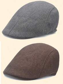 1/2 buah Baret Unisex Warna Polos yang Dapat Diatur, Topi Kasual Luar Ruangan Modis, Cocok untuk Musim Gugur/Dingin, Jalanan, Bisnis, Pesta - MultiWarna - View 7