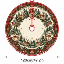 1pc Snowman Red Bird Pine Branch Pattern Christmas Tree Skirt, Elegant Color Holiday Decor, 5 Sizes, Unisex Holiday Gift, Suitable For Home And Party Christmas Home Decoration - Snowman Red Bird Pine Branch - View 14