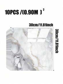 10PCS 30*30CM/11.8*11.8in 0.9㎡ 3D Marble Pattern Aluminum Plastic Board Self-Adhesive Wall Sticker, Faux Tile Wall Decor, Waterproof And Moisture-Proof Marble Sticker For Kitchen Stove Backsplash - Multicolor - View 6