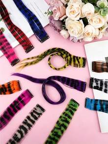 Leopard Pattern Mix Color Clip-In Hair Extensions, Y2K Streetwear Style Claw Clips Hair Claws Hair Barrettes,Hair Accessories, Head Accessories - Multicolor - View 7