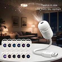 360° Rotating High-Definition Smart 5D Starry Sky Projector Night Light, USB Powered Car Projector Starry Sky Light, With 3/12 Random Projection Films Galaxy Sky Light With Detachable Pattern Films, USB Powered Portable Mini LED Projector, Adjustable Brightness, Suitable For Car Ceiling, Bedroom, Living Room, Ceiling, Wall, Home Decor, Christmas Gift For Boyfriend, Father And Girlfriend Holiday And Birthday Gift, Also Suitable For Mother - G303 - View 2