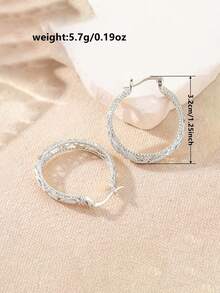 1 Pair Women's Elegant Hoop Earrings, Suitable For Weddings, Engagements, Anniversaries, Parties, Valentine's Day Gift - 4# - View 5