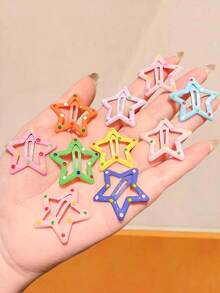 20pcs Girls Multi-Color Heart Water Drop Bear Star Polka Dot Hair Clips, Sweet Versatile Non-Damaging BB Clips, Side Fringe Clips, Simple Bangs Clips, Hair Accessories For Daily Use In Autumn - Multicolor - View 2