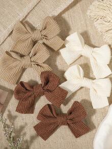 1/4/6pcs Vintage Ribbed Bow Hair Clips Classic French Fabric Bow Hair Clips, Autumn/Winter Women's Hair Accessories Gift, Suitable For Daily Wear - Multicolor - View 1